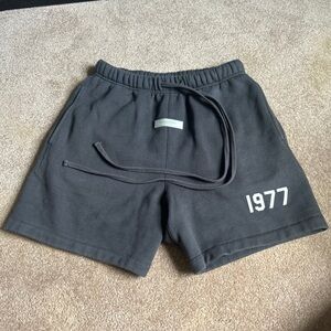 Essentials Gray Athletic Shorts with 1977 Detail